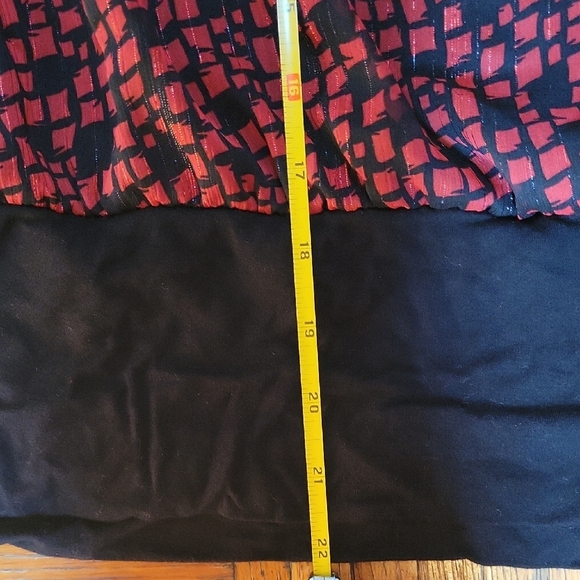 AB Studio Red and Black Boxy 3/4 Sleeve Blouse SIZE XL - Picture 9 of 11